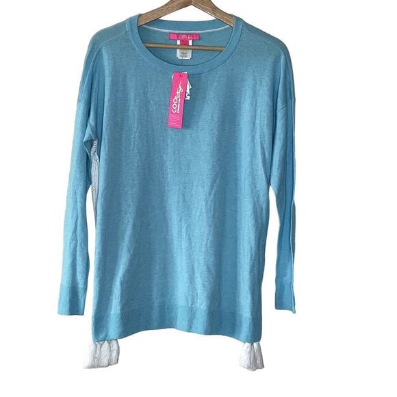 LILLY PULITZER  DAMARA SWEATER HEATHERED BAYSIDE BLUE  SIZE XS NWT - Picture 2 of 11